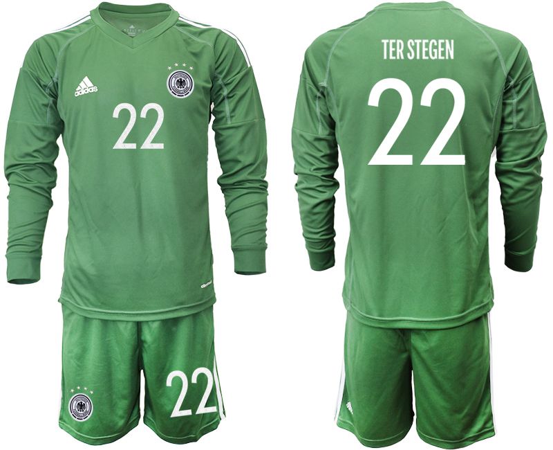 Men 2021 World Cup National Germany army green long sleeve goalkeeper #22 Soccer Jerseys